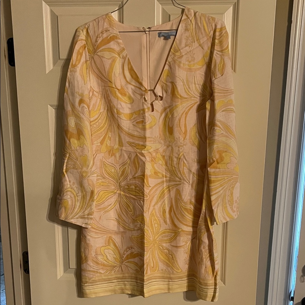 ANTONIO MELANI Yellow and Cream Long Sleeve Dress